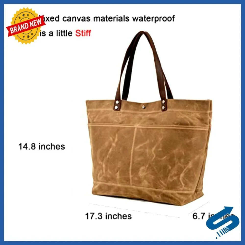 Waxed Canvas Travel Tote Bag Extra Large Carryall Shoulder Bag Durable